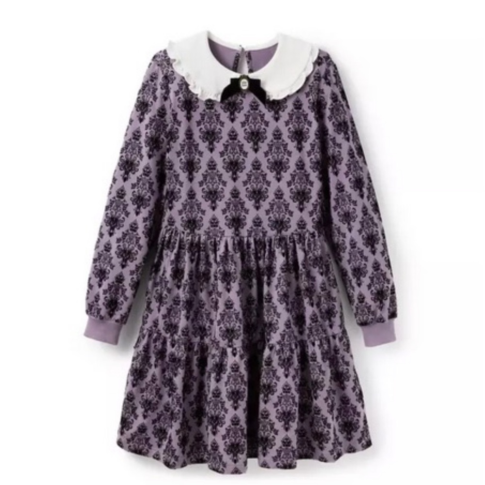 Disney Parks Haunted Mansion Wallpaper Print Dress Tiered Ruffle Collar Size XL‎
